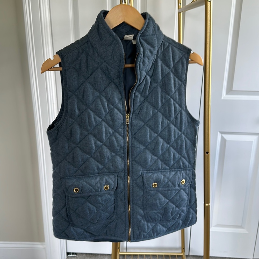 Blue quilted vest